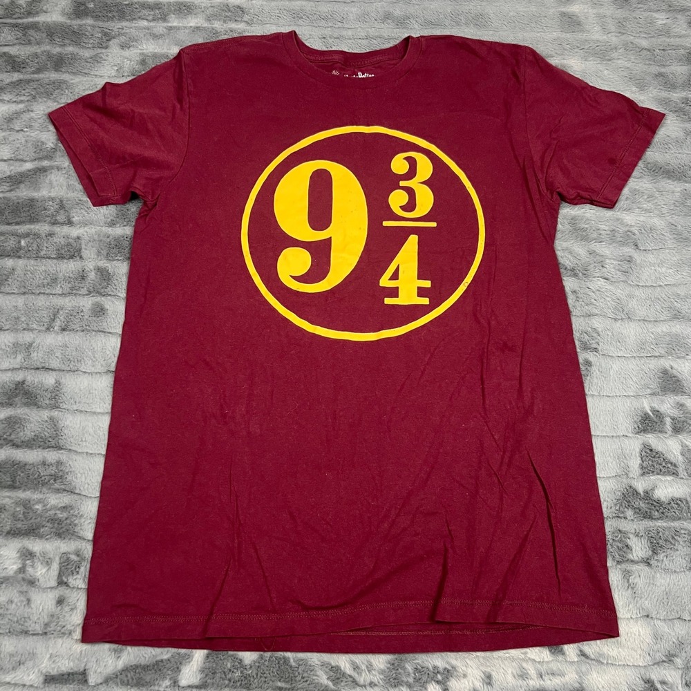 Harry Potter Platform 9 3/4 Graphic T-Shirt Maroon Burgundy Cotton Mens Large